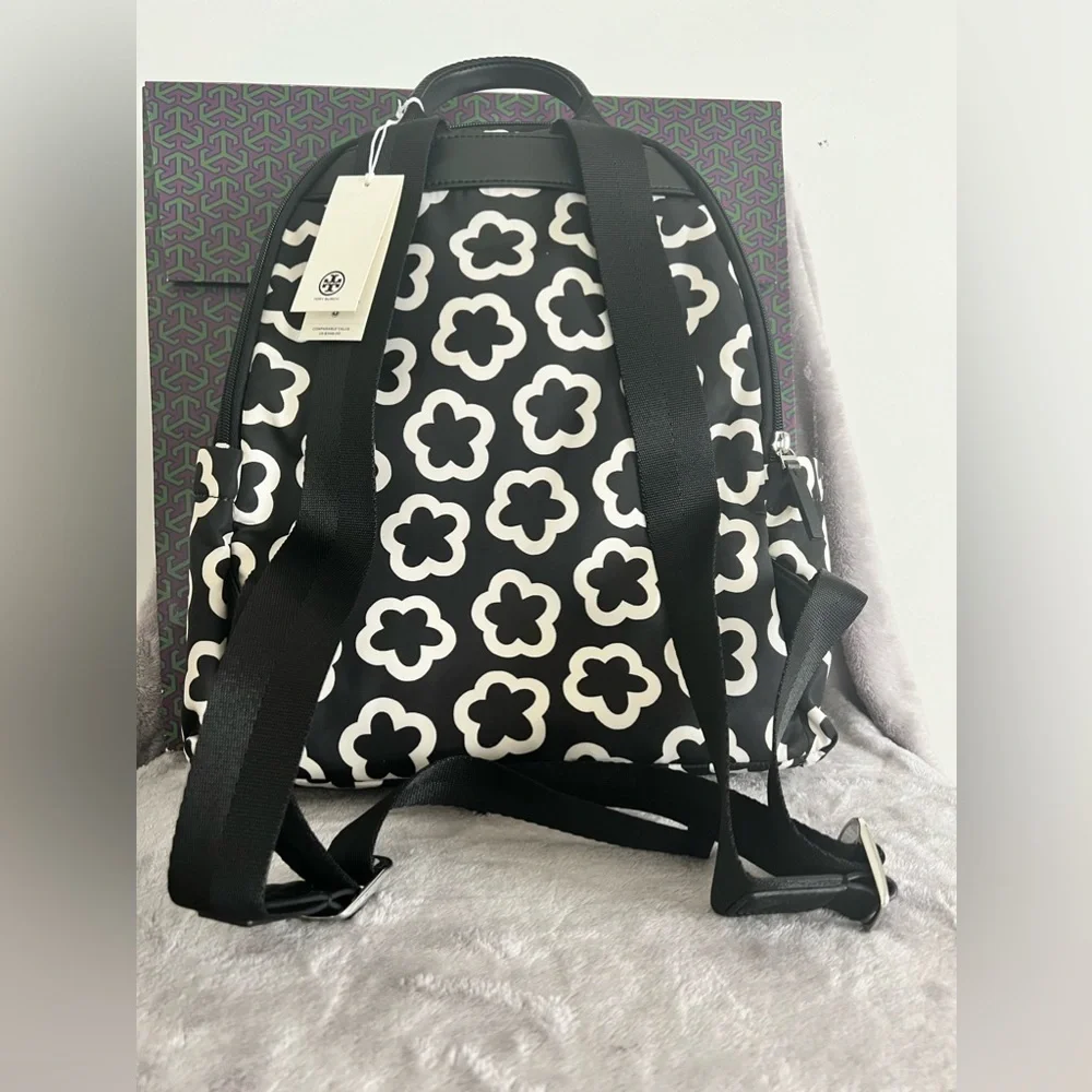 TORY BURCH• ELLA NYLON BACKPACK• IVORY BLACK FLORAL